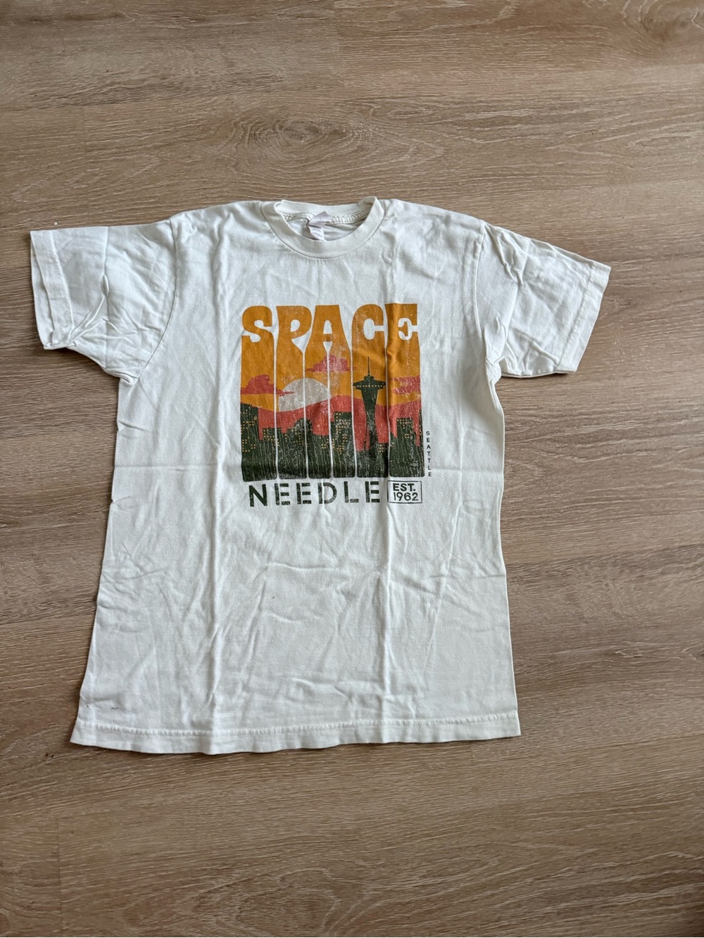 Space Needle Graphic White Short-Sleeve Tee